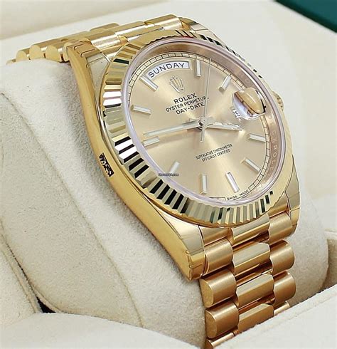 gold presidential rolex day date|Rolex 40mm day date price.